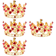 4Pcs Golden Rhinestones Crown Hair Accessory for Weddings