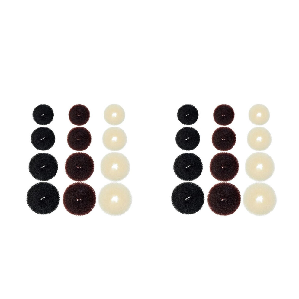 Ohphcall Unisex 24Pcs Flexible Donut Hair Bun Makers For Thin To Medium Hair