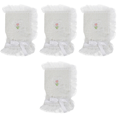 4Pcs White Lace Book Covers Lightweight Protective Sleeves