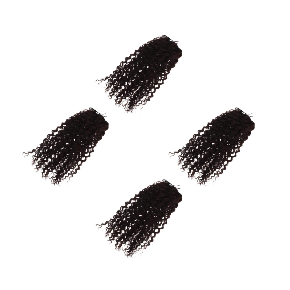 Vaguelly Unisex Brown 4Pcs Synthetic Curly Ponytail Extension Coffee Drawstring Afro Wavy