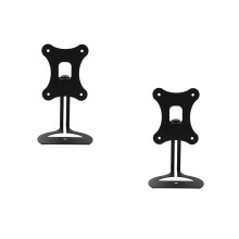 2Pcs Wireless Sound Speaker Wall Floating Shelf Black Stainless Steel