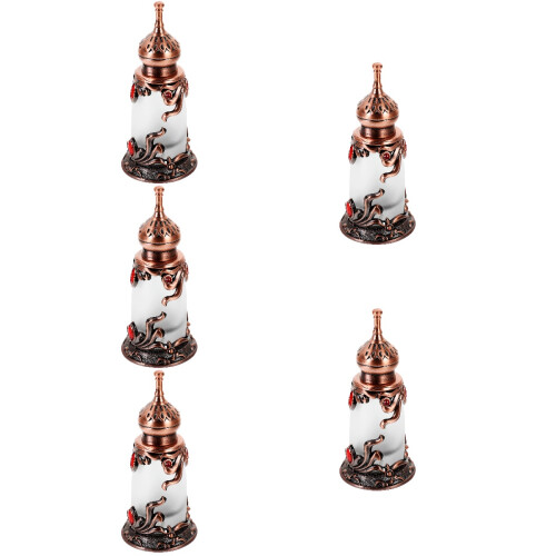 5Pcs Small Vintage Alloy Perfume Bottles Decorative Refillable Holder