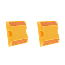 2Pcs Yellow Plastic Reflective Driveway Markers for Road and Pavement