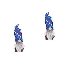 2Pcs Grey Patriotic Plush Gnome Dolls for Desktop Home Office Decor