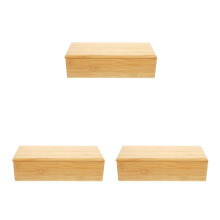 3Pcs Orange Bamboo Covered Utensil Tray Multipurpose Kitchen Organizer