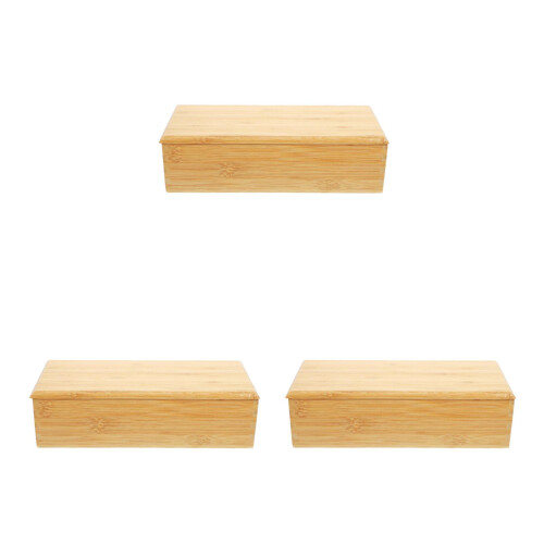 3Pcs Orange Bamboo Covered Utensil Tray Multipurpose Kitchen Organizer