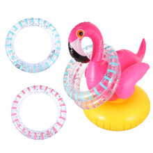 3Sets Inflatable Flamingo Pool Tossing Rings Funny Toss Toy for Kids
