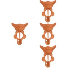 4Pcs Chocolate Wood Lapel Pins Decorative Brooches for Suits and Bags