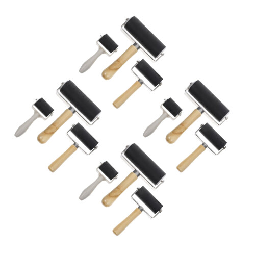 12Pcs Assorted Color Rubber Printmaking Rollers for Craft and Painting