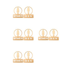 8Pcs Acrylic Bathroom Door Stickers Golden Unisex Toilet Signs
