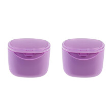 2Pcs Violet Pc Retainer Caring Case Portable Denture Cleaning Box