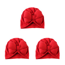 3Pcs Newborn Red Baby Bowknot Hat Cotton Photo Prop