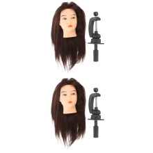 2Sets Versatile Hair Mannequin Head Human Hair for Salon and Home Use