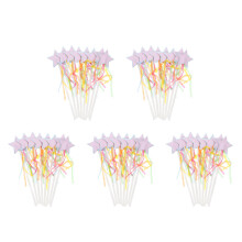 40Pcs Star Shaped Paper Fairy Wands with Ribbons for Stage and Party