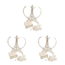 3Pcs Beige Wood Heart Drop Box Ideal Wedding Guest Message Box