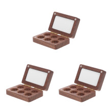 3St Mini Waterverfspalette Zwart Walnoot Hout Draagbaar Met Mengbakje