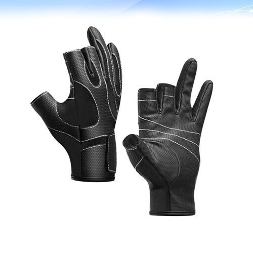 2Paires De Ajustables Demi-Doigts Noir Résistant 2