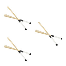 3Pairs White Wooden Handle Drum Brushes Music Instrument Accessories