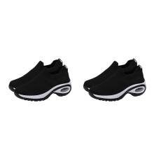 2Pairs Black Outdoor Running Shoes Women Breathable Non-Skid Trainers