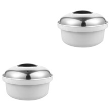 2Pcs Food Steamer with Lid Silver Healthy Microwave Cooker