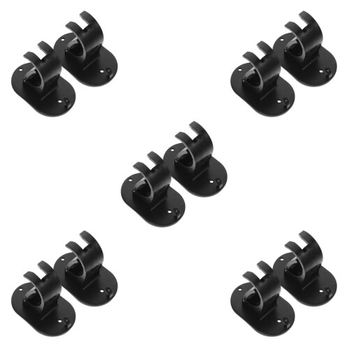 10Pcs Plastic No Drill Curtain Rod Holders Adhesive Black Brackets