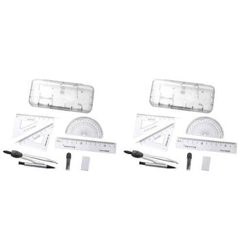 2Pcs Drawing Tool Compasses Set Ergonomic Head Assorted Color Math Kit 2