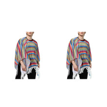2St Trendy Mexicaanse Cape Met Franjes Multi Kleuren Cosplay