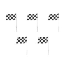 5St Lichtgevende Mini Checkered Flags Plastic Handvlaggen Voor Feest
