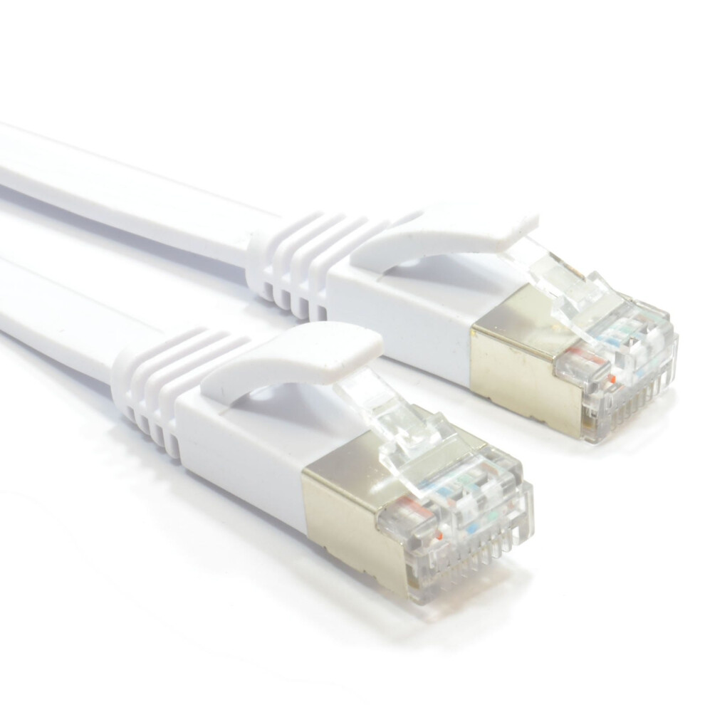 Kenable Flat Cat6a S/Stp Shielded 500Mhz Ethernet Lan Cable Rj45 10M White