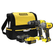 Conjunto de ferramentas elétricas - STANLEY - V20 SFMCD715/SFMCD920 - 18V - Bateria 4.0Ah - Furadeira+Parafusadeira de impacto