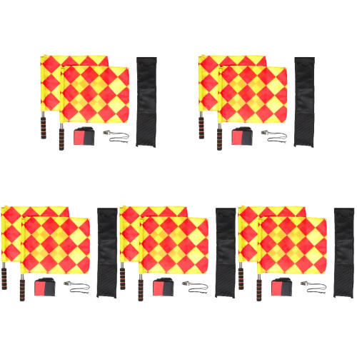 5Sets Lightweight Soccer Referee Flags with Handheld Whistle and Cards 2