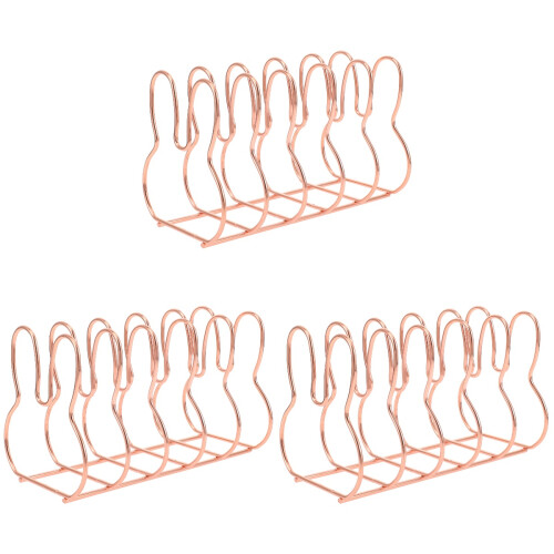 3Pcs Multi-Purpose Rose Gold Iron Bookends Study and Office Organizer 2