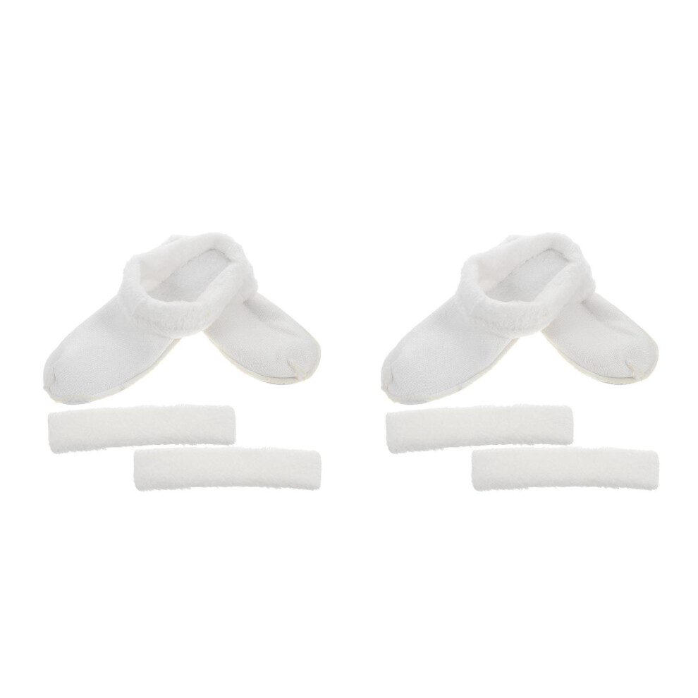 2Sets Dikke Katoenen Schoenvoering Wit Warm Slipper Liner Thuis-image