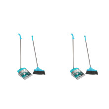 2Sets Metalen Vuilblik Met Lange Stang Zilver Lichtgewicht Voor Huis