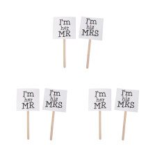 3St Mr and Mrs Fotoprops Hout Wit Bruiloft Decor