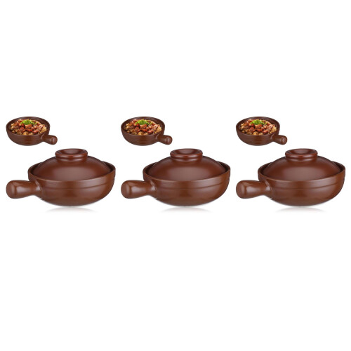 3Pièces Casserole Traditionnelle Brune Pour Cuisson Familiale