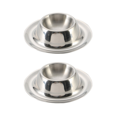 6Stk Edelstahl Eierbecher Set Für Gekochte Eier, Langlebig, Silber 1