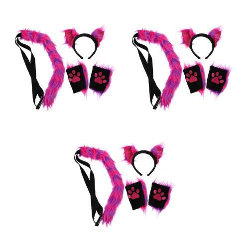3Ensembles Costume Animal -Tête Oreilles Et Queue
