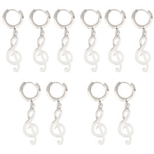 5Paires Boucles D'oreilles Pendantes Hip Hop Argent Élégantes