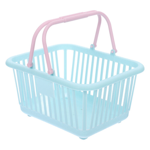3Pcs Small Sky-Blue Plastic Baskets with Handle for Home & Picnic Use 1