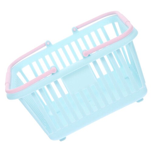 3Pcs Small Sky-Blue Plastic Baskets with Handle for Home & Picnic Use 2