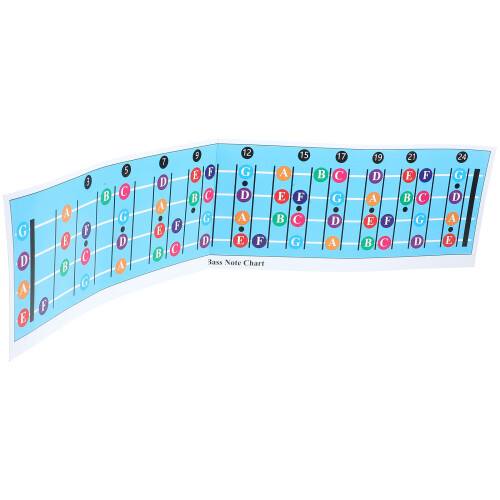 4Pcs Bass Guitar Chord Reference Poster Blue Coated Paper for Learning 1