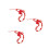 3Stk Rote Beaded , PVC Handy Charms, Glückszeichen, 7