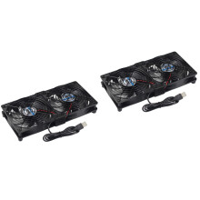 2Stk Schwarz USB Dual Lüfter Leiser Router Ventilator
