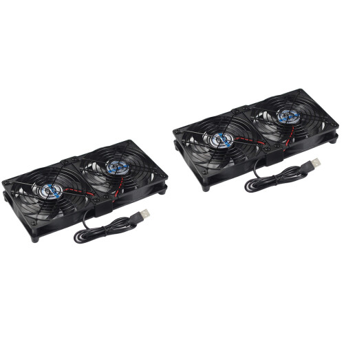 2Stk Schwarz USB Dual Lüfter Leiser Router Ventilator