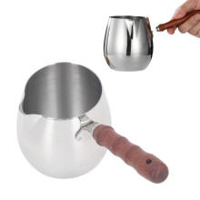 Mini-Milchwärmer aus Edelstahl 304, 300 ml, mit Holzgriff