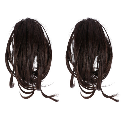 2Pièces Extension Queue De Cheval Claw Clip Synthétique Marron