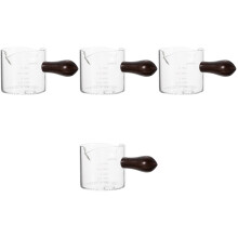 4Stk Doppelausguss Milch- Und Espresso Mit Holzgriff Transparent