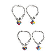 4Pièces Chaînes De Poignet Autisme En Zinc Avec Charm Puzzle Coloré