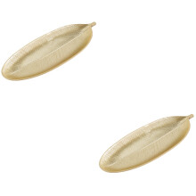 2Stk Gelbe Holzplatte Blattdesign Servierteller Für Dessert Und Snacks